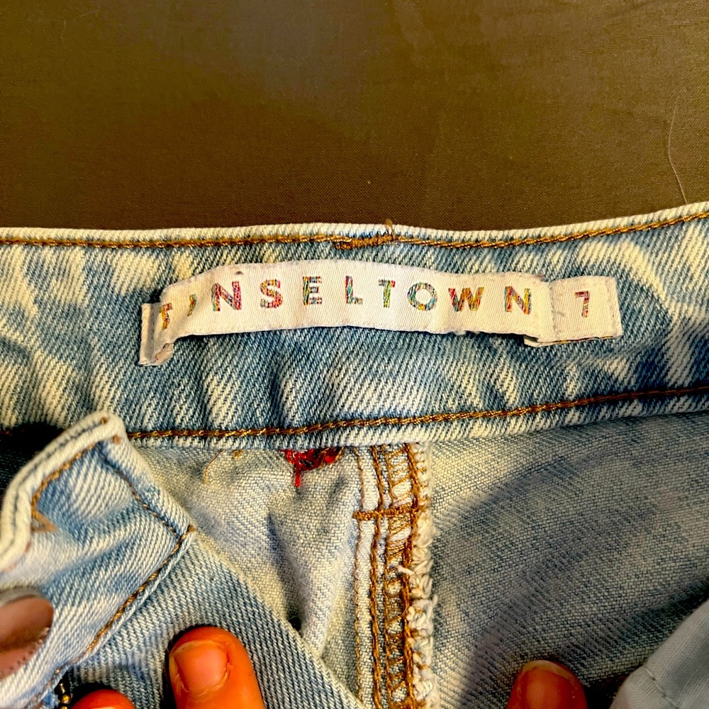 Tinseltown pizza embroidered jeans